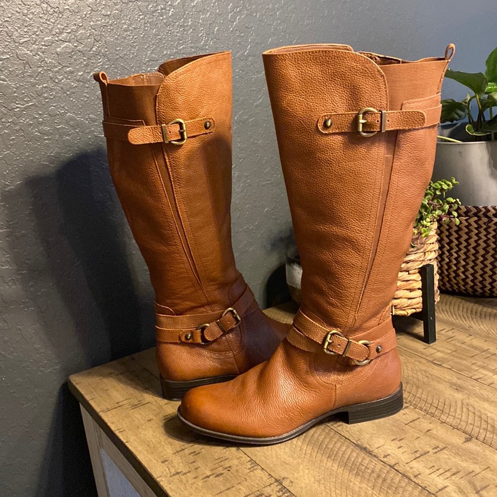 Leather wide calf brown comfort- Naturalizer boots